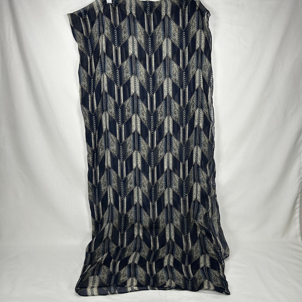 Navy Blue Chevron Geometric Chiffon Long Scarf Wrap Shawl One Size